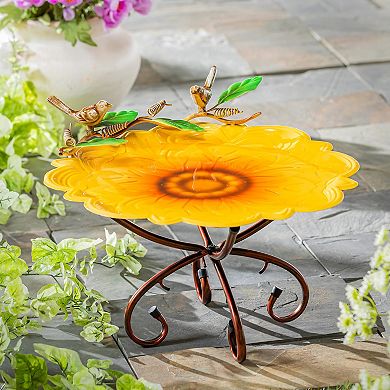 Evergreen Enterprises Sunflower Metal Sculpted Edge Bird Bath