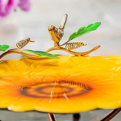 Evergreen Enterprises Sunflower Metal Sculpted Edge Bird Bath