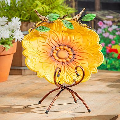 Evergreen Enterprises Sunflower Metal Sculpted Edge Bird Bath