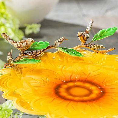 Evergreen Enterprises Sunflower Metal Sculpted Edge Bird Bath