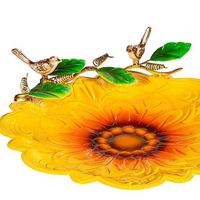 Evergreen Enterprises Sunflower Metal Sculpted Edge Bird Bath