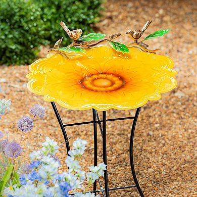 Evergreen Enterprises Sunflower Metal Sculpted Edge Bird Bath