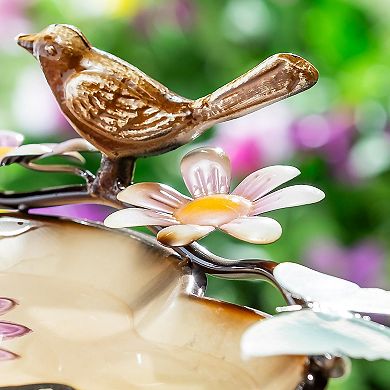 Evergreen Enterprises Butterfly & Flowers Metal Sculpted Edge Bird Bath