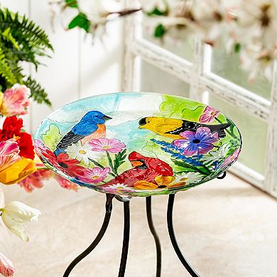 Evergreen Enterprises Feathered Trio Glass Bird Bath