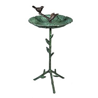 Evergreen Enterprises 12" Metal Green Bird Bath With Stand