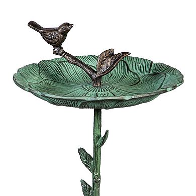 Evergreen Enterprises 12" Metal Green Bird Bath With Stand