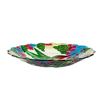Evergreen Enterprises 18" Hand Painted and Embossed Hummingbird Bouquets Glass Shaped Bird Bath