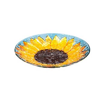 Evergreen Enterprises Sunflower Crushed Glass Bird Bath