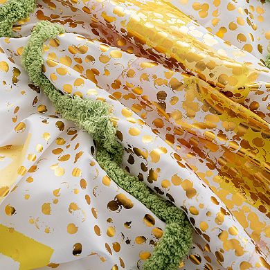 Colorful Printed Microfiber Duvet Cover Set- Metallic Pint & Faux Tufted Design