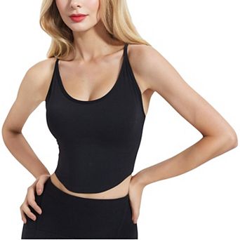 Women's Scoop Neck Cropped Sports Tank Top with Thin Straps