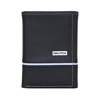 Men's Nautica Logo Ribbon Leather RFID-Blocking Trifold Wallet