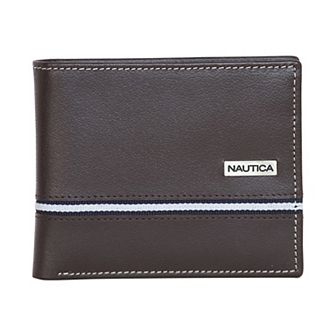 Men's Nautica Logo Ribbon Leather RFID-blocking Bifold Wallet