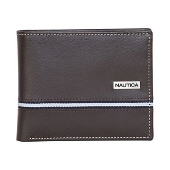 Men's Nautica Logo Ribbon Leather RFID-blocking Bifold Wallet