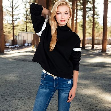 Women's Oversized Hoodie with Contrast Shoulder Stripes