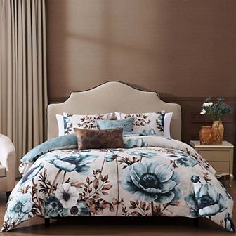 Bebejan Flowers in the Mist 100% Cotton Sateen 5 pc Reversible Comforter Set
