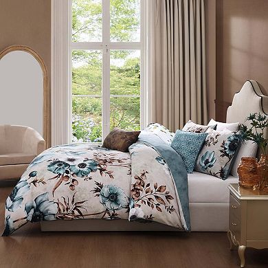 Bebejan Flowers in the Mist 100% Cotton Sateen 5 Piece Reversible Comforter Set