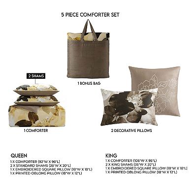 Bebejan Zayra 100% Cotton Sateen 5 Piece Reversible Comforter Set