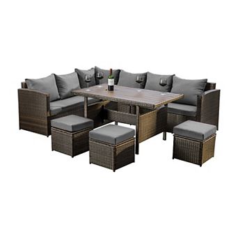 Nestl 7 pc Patio Dining Sofa Set