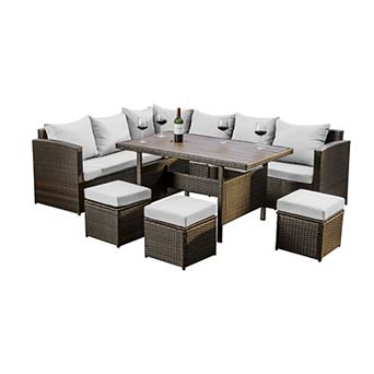 Nestl 7 pc Patio Dining Sofa Set