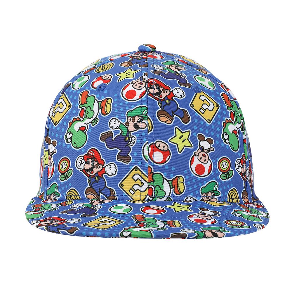 Men's Super Mario Bros. Characters Allover Print Adjustable Hat