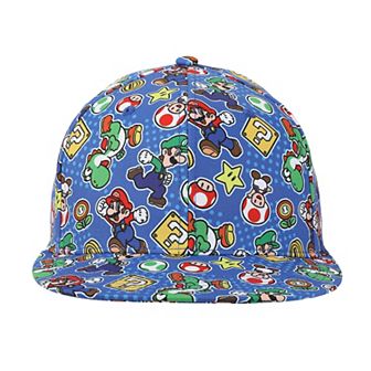 Men's Super Mario Bros. Characters Allover Print Adjustable Hat