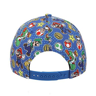 Men's Super Mario Bros. Characters Allover Print Adjustable Hat