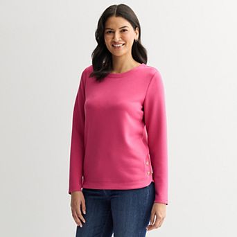 Women's Croft & Barrow® Round Neck Button Sweatshirt