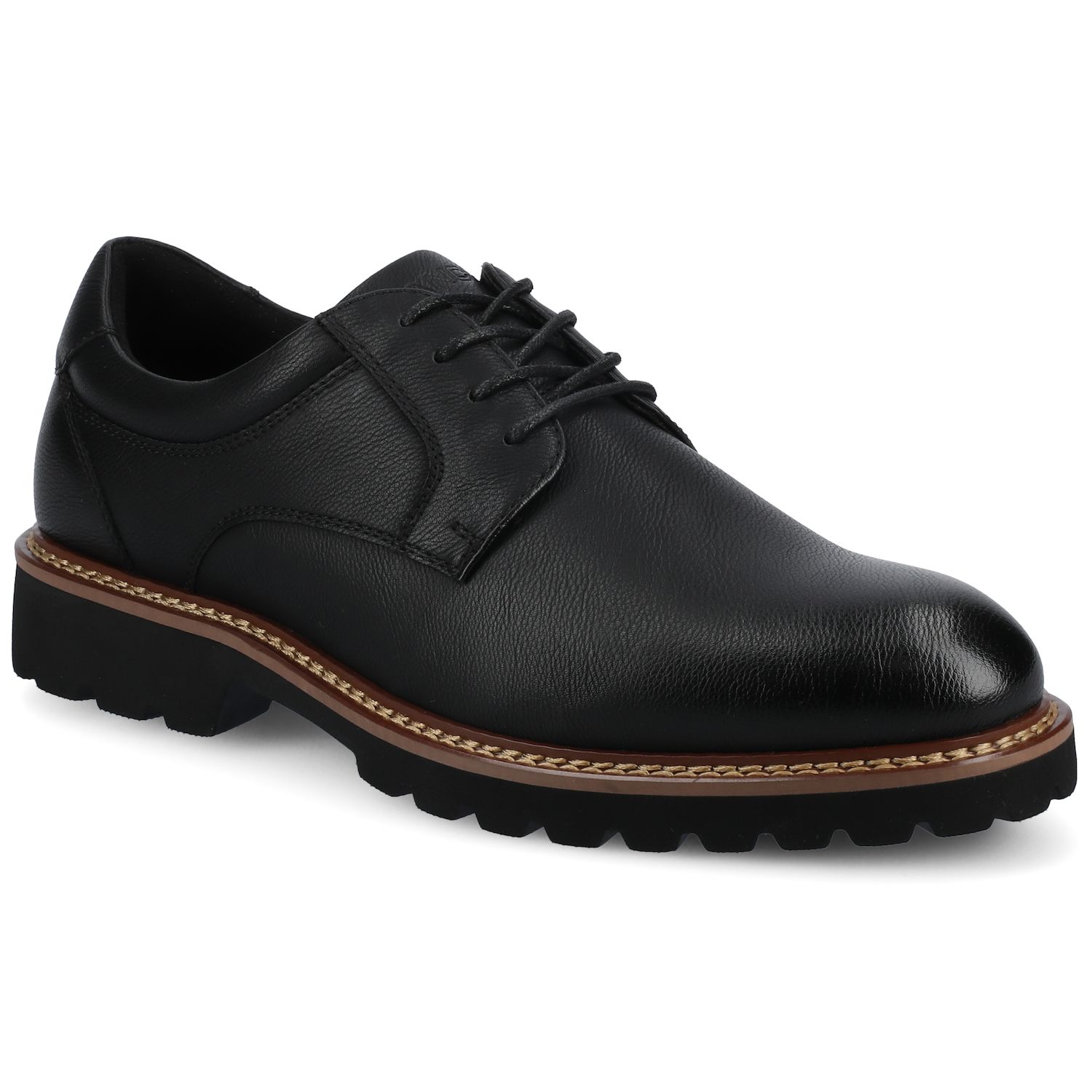 Мужские туфли VANCE Templeton Comfort Lug Sole Flexible Oxford Dress Shoes, цвет: Чёрный — фото 1