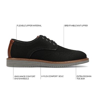VANCE Whitaker Comfort Men's Flexible Casual Knit Wingtip Hybrid Dress Shoes