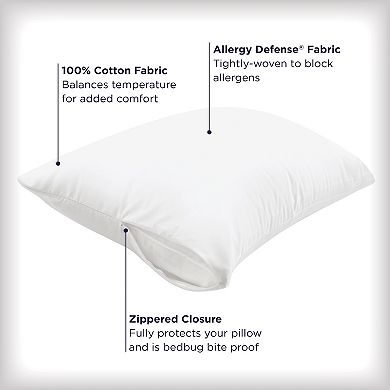 AllerEase Ultimate Pillow Protector Comfort Zippered Machine Washable Pillow Cover 2-pk.
