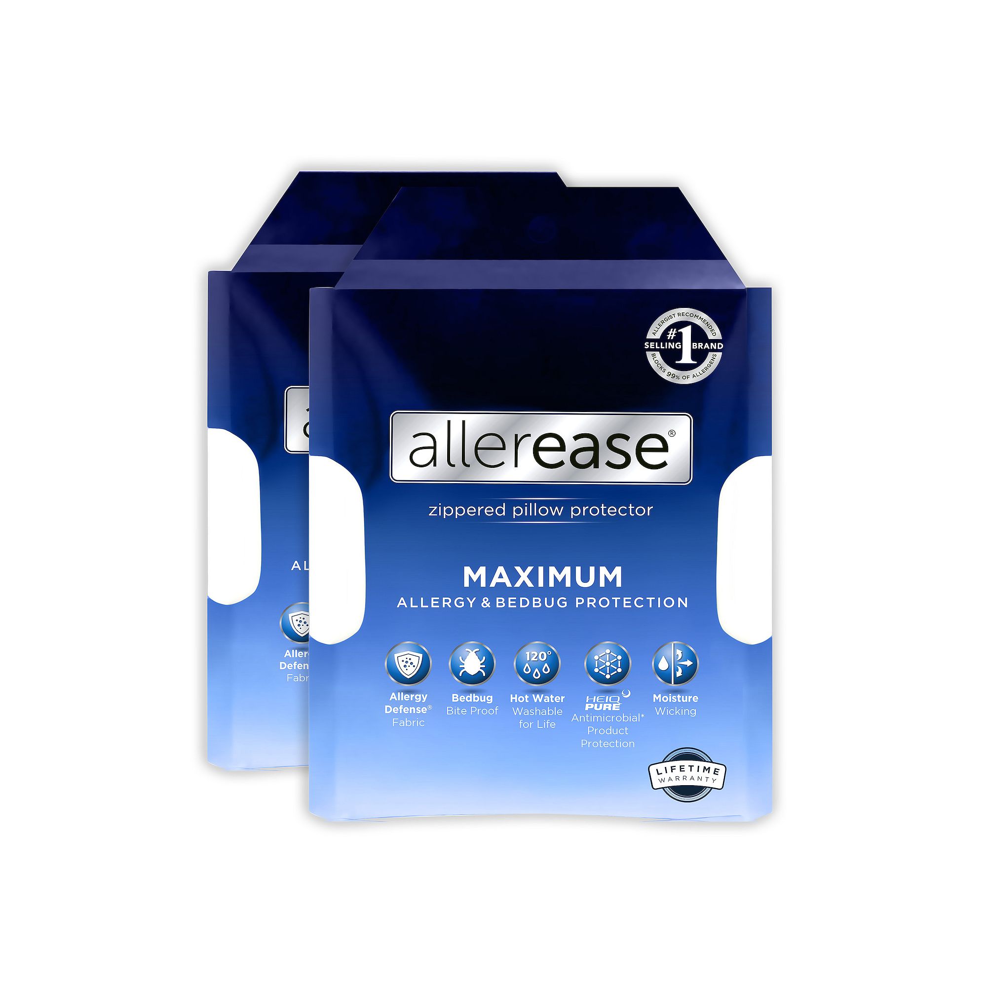 AllerEase Maximum Pillow Protector Machine Washable Zippered Pillow Cover 2