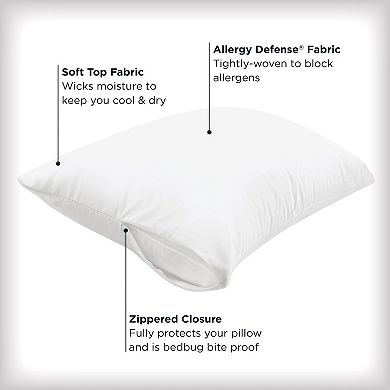 AllerEase Maximum Pillow Protector Machine Washable Zippered Pillow Cover 2-pk.