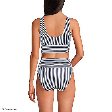 Women's Lands' End Tugless Midkini Swim Top & High Waisted Bikini Swim Bottom 2-Piece Set
