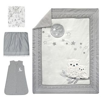 Lambs & Ivy Luna 4 pc Wearable Blanket & Crib Bedding Set