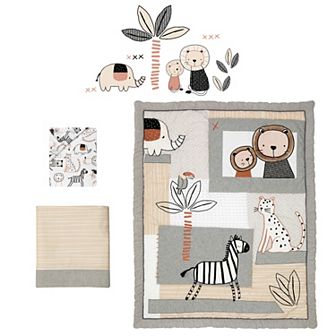 Lambs & Ivy 4 pc Patchwork Jungle Crib Bedding Set