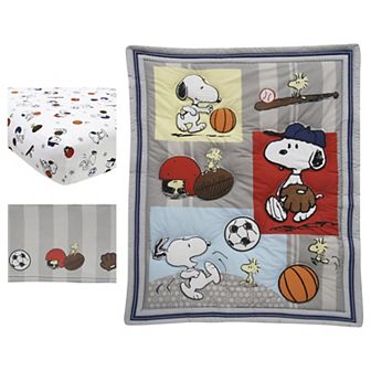 Bedtime Originals Snoopy Sports 3 pc Crib Bedding Set
