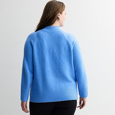 Plus Size Nine West Raglan Sleeve High-Neck Sweater