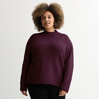 Plus Size Nine West Raglan Sleeve High-Neck Sweater