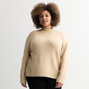 Plus Size Nine West Raglan Sleeve High-Neck Sweater
