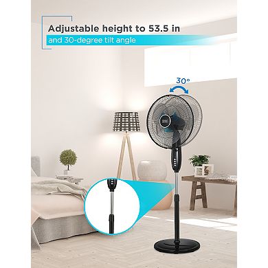 BLACK+DECKER BFSD116B 16" Oscillating Dual-Blade Stand Fan with Remote