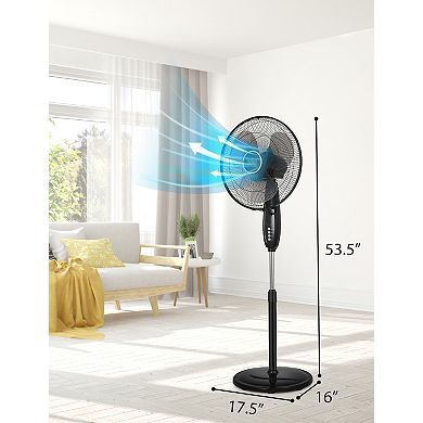 BLACK+DECKER BFSD116B 16" Oscillating Dual-Blade Stand Fan with Remote