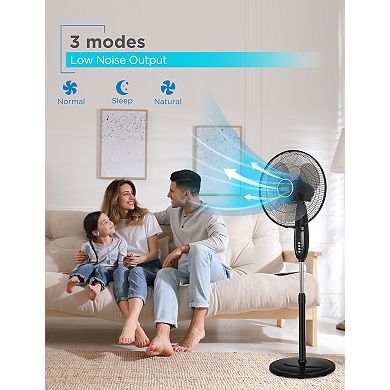 BLACK+DECKER BFSD116B 16" Oscillating Dual-Blade Stand Fan with Remote