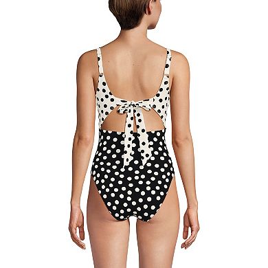 Women's Lands' End Wrap Monokini High Leg One-Piece Swimsuit