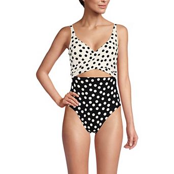 Women's Lands' End Wrap Monokini High Leg One-Piece Swimsuit