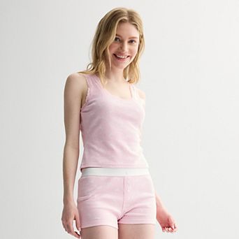 Juniors' Harper & Ivy Lace Trim Ribbed Pajama Tank Top