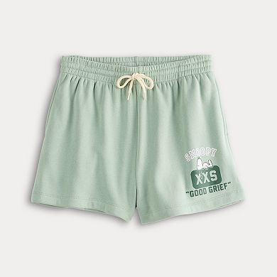 Juniors' Peanuts Snoopy Elastic Waist Fleece Shorts