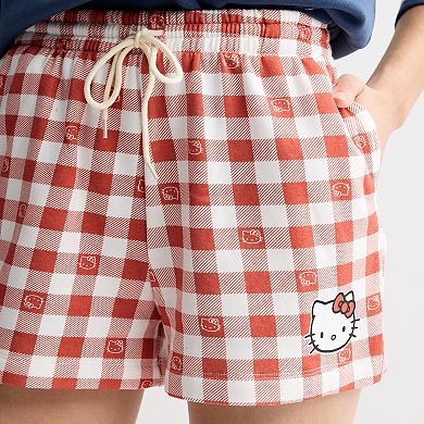 Juniors' Hello Kitty Gingham Fleece Shorts