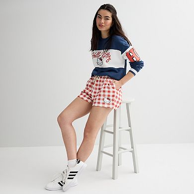 Juniors' Hello Kitty Gingham Fleece Shorts