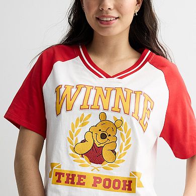 Disney's Winnie the Pooh Juniors' Boxy V-Neck Graphic Tee
