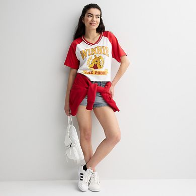 Disney's Winnie the Pooh Juniors' Boxy V-Neck Graphic Tee